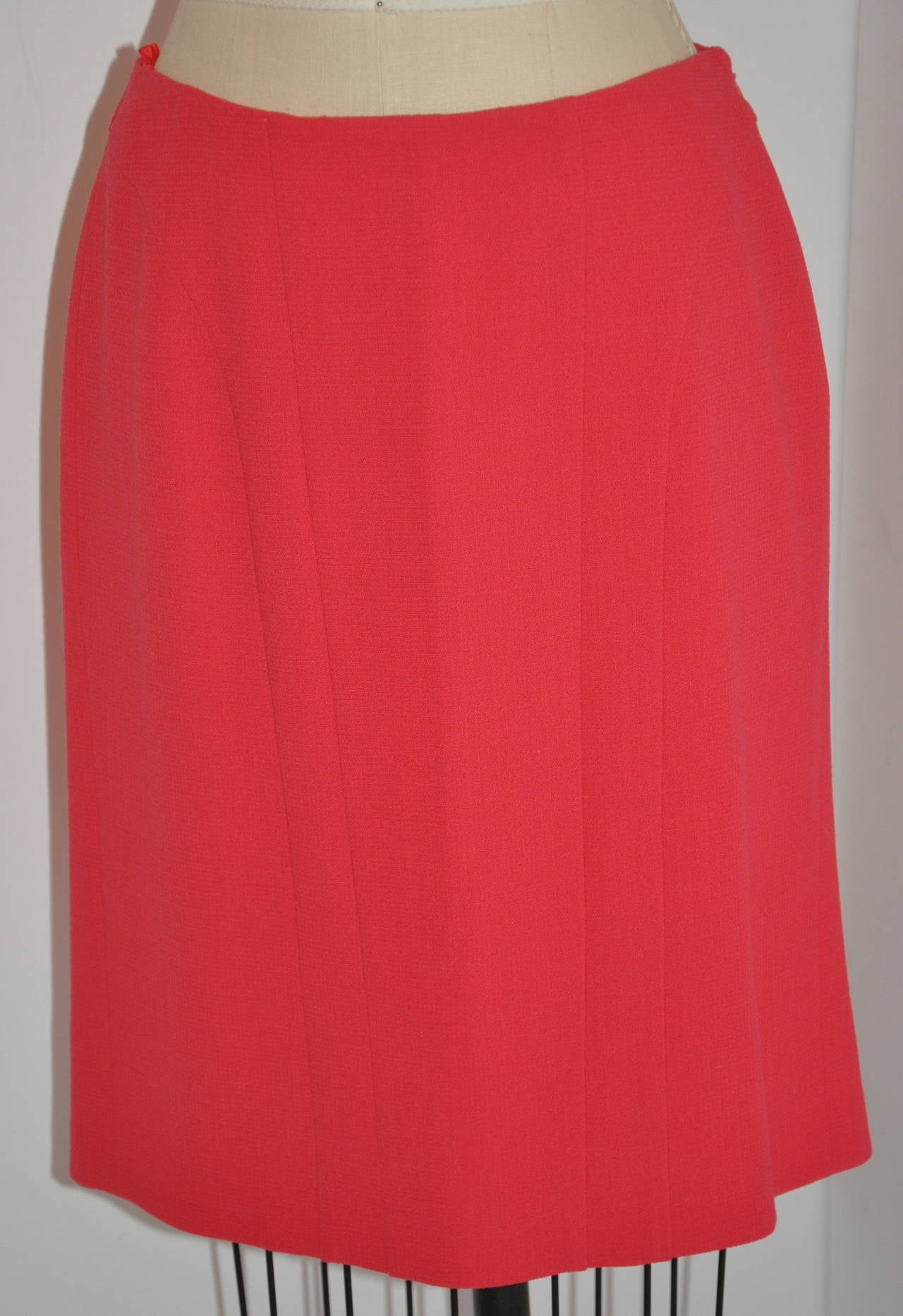 Luca Luca Fully Lined Coral Wool Crepe Detailed Skirt