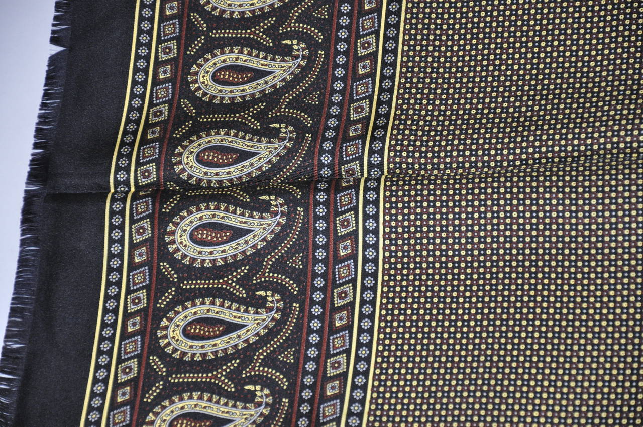 Men's Palsey Print Silk Scarf with Hand-Rolled Edges