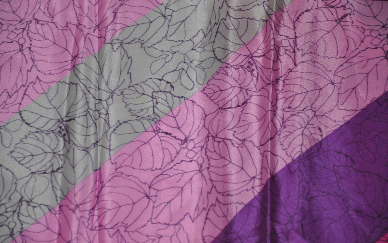 Multi-Colors of Violet, Lavender, Gray & Fuchsia Silk Scarf