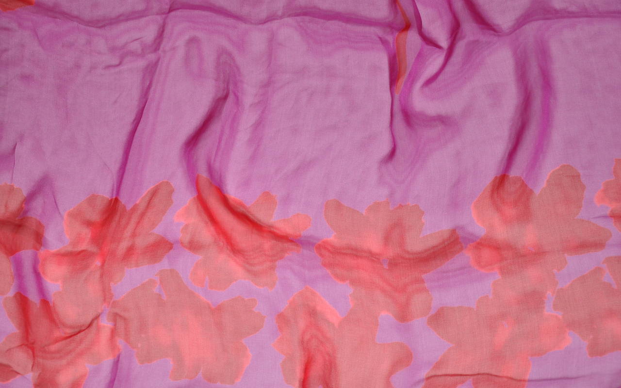 Pink Huge Gigli Fuchsia Chiffon with Red Roses Silk Chiffon Scarf For Sale