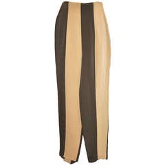 OZBEK Tan & Olive-Green Stripe High-Waisted Pant