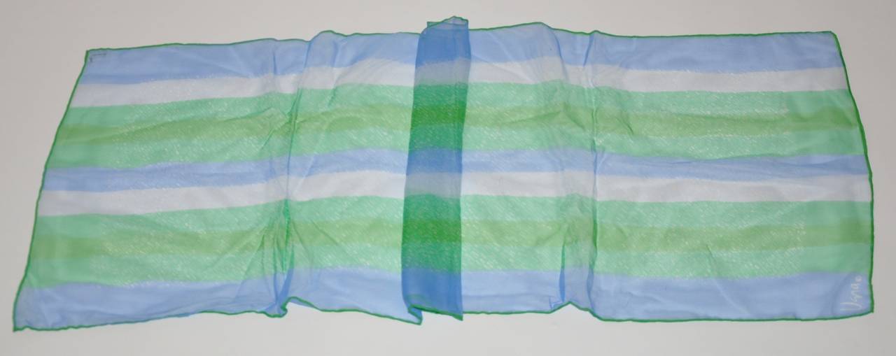 Pañuelo de gasa de seda a rayas multicolor Vera