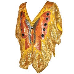 Vintage Golden Multi-Color Golden Sequin "Butterfly" Disco Top