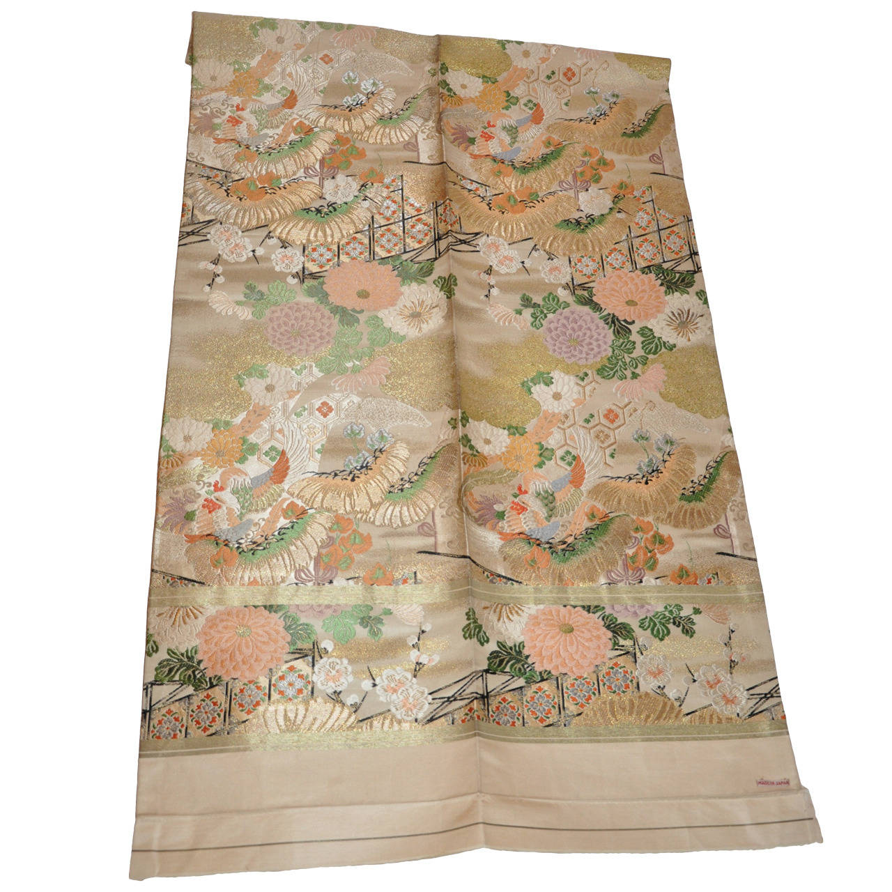 Vintage Japanese Texile Hand-Woven with Metallic Gold Threads