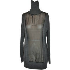 Anne Fontaine Charcoal & Sheer Turtleneck Top