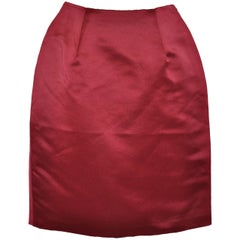 C.D. Greece Fully Lined Burgundy Silk Pencil Skirt