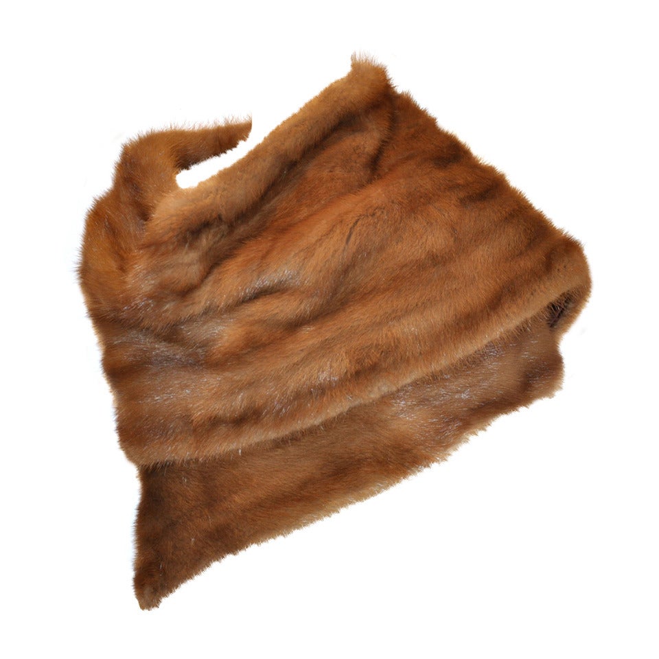 Warm Brown Lightweight Mink Wrap-Around Scarf