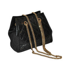 Vintage Nina Cardi Quilted Calfskin Leather with Gold Hardware Shoulder Bag