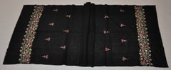 Large Black with Multi-Color "Catus" Motifs Wool Challis Scarf