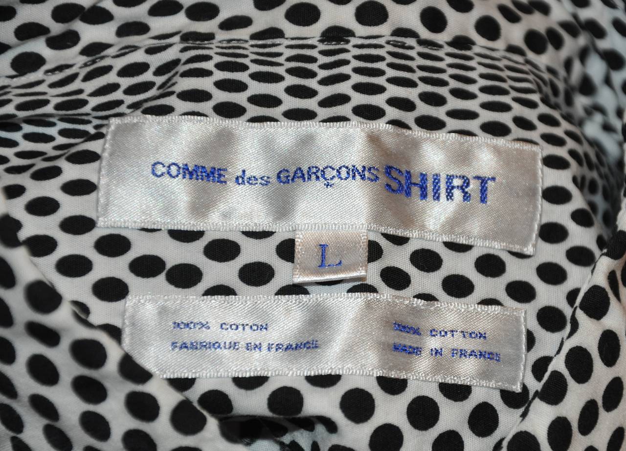 Comme des Garcon White with Black Multi-Sized Dots Men's Shirt For Sale ...
