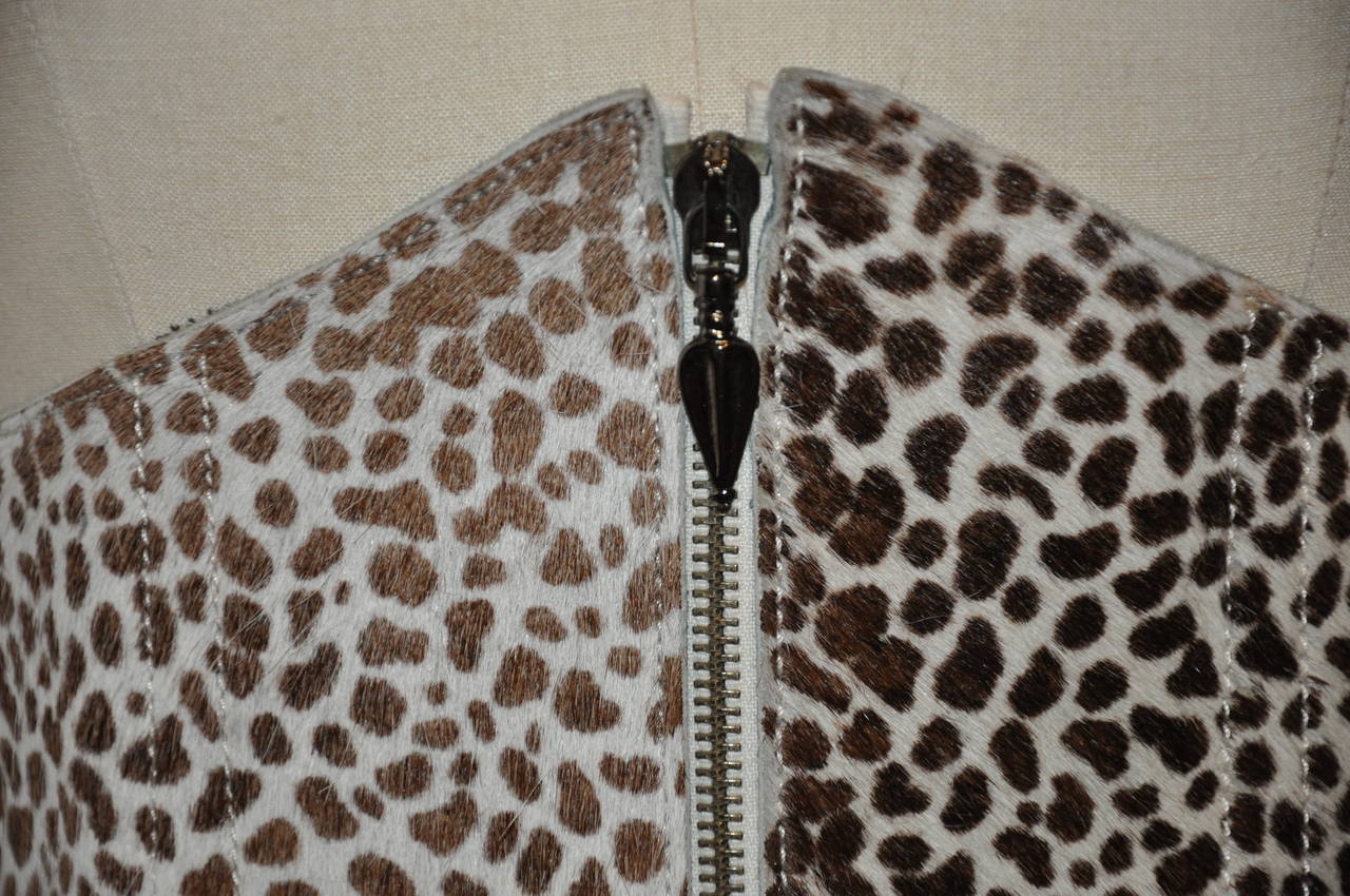 Ozbek Leopard Print Pony Corset Zipper Belt For Sale at 1stDibs