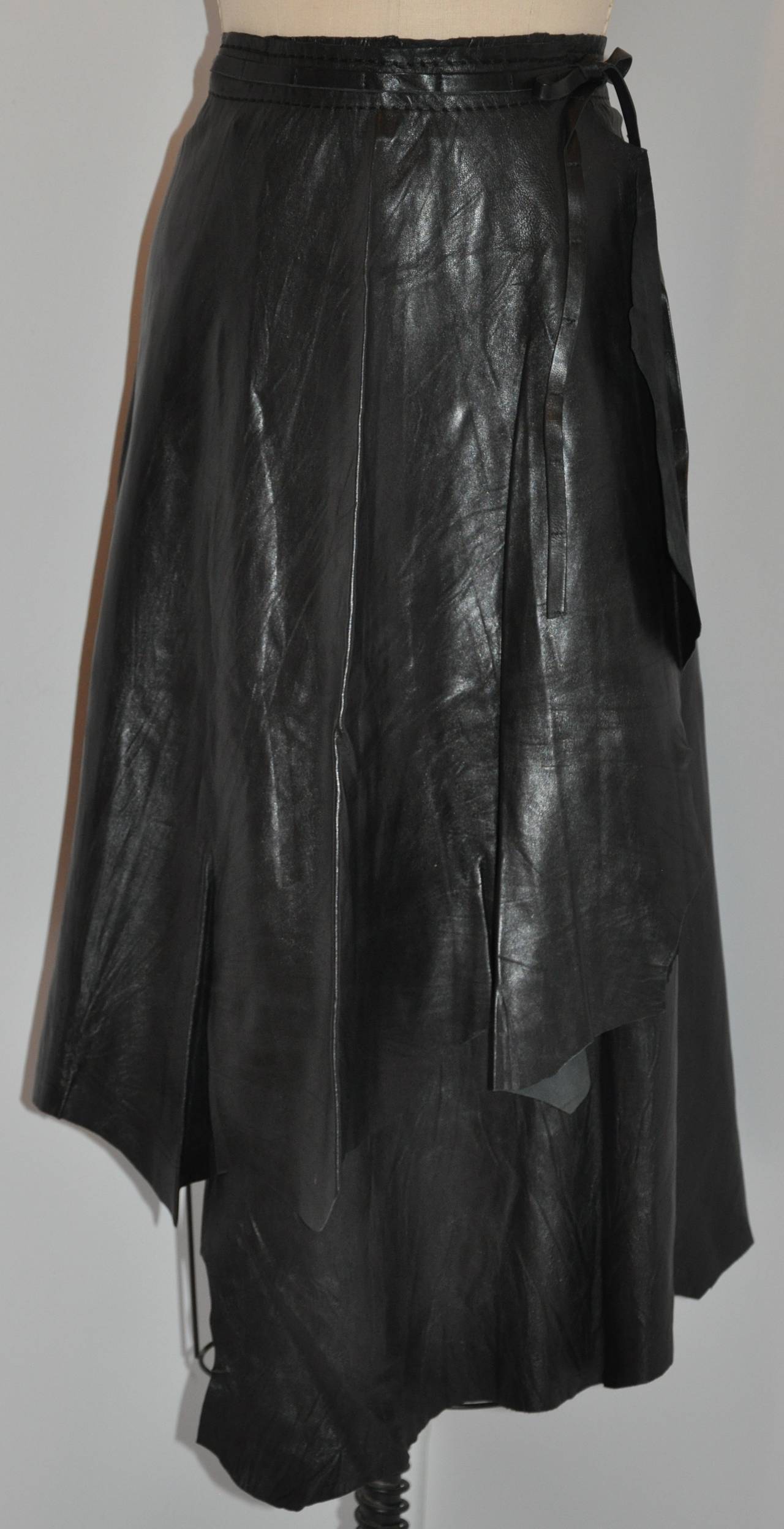 Women's Pleid Sud Soft Black Lambskin Wrap Skirt