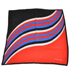 Vintage Christian Dior Multi-Color "Waves" Silk Scarf