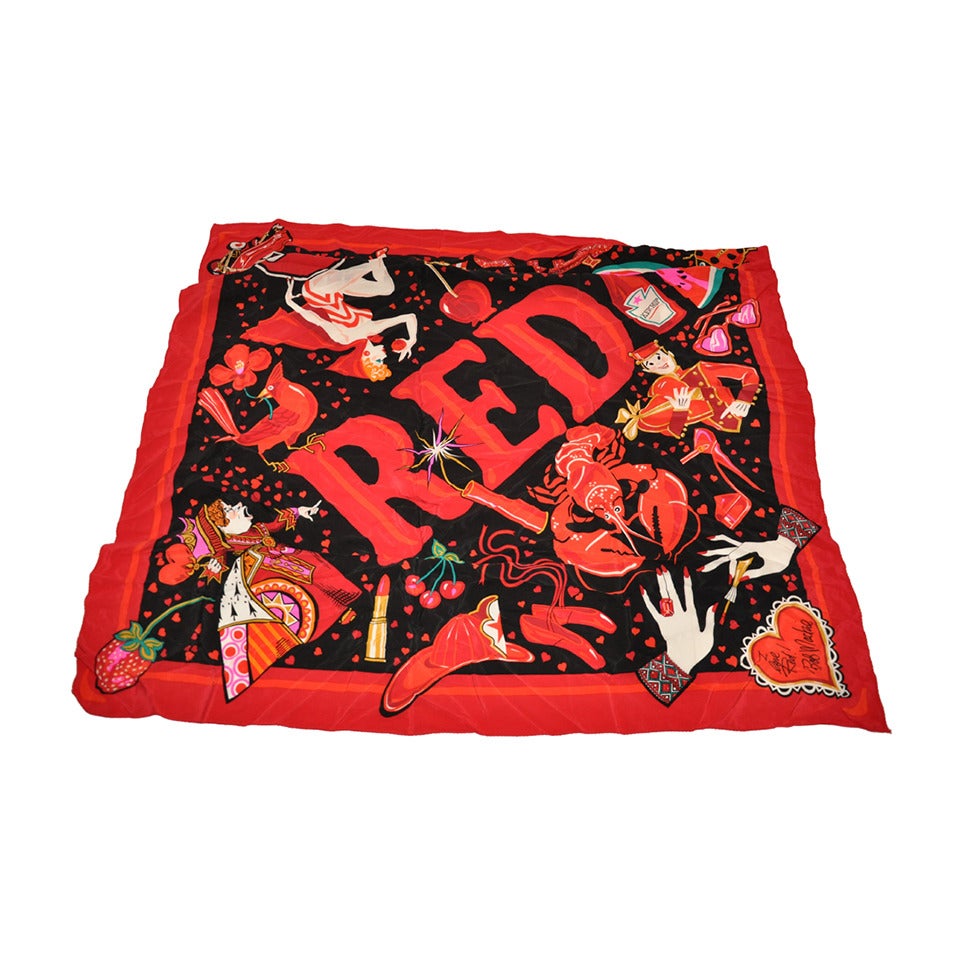 Bob Mackie RED Silk Scarf