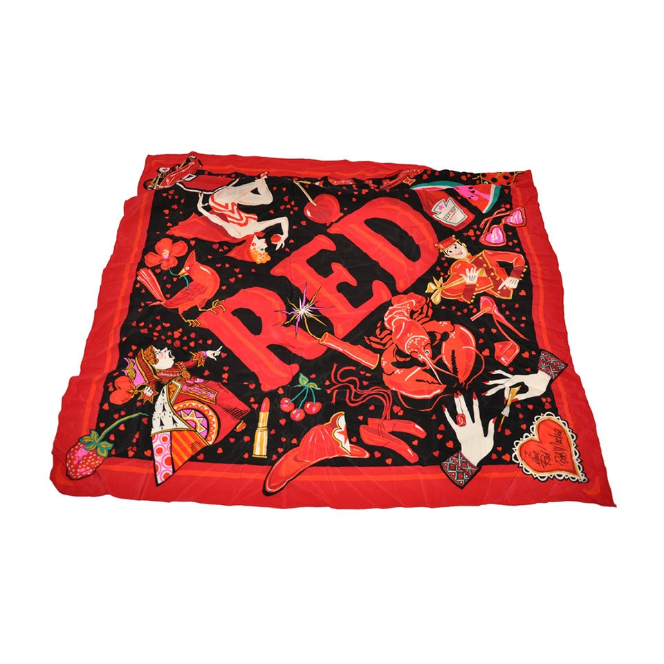 Bob Mackie "RED" Silk Scarf