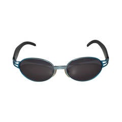 Jean Paul Gaultier Metallic Turquoise Metal Frame Sunglasses