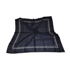 Cacharel - Superbe écharpe en laine noire et crème à franges