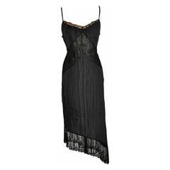 Vintage Sinequanone Black Lace Accordian Sleeveless Dress