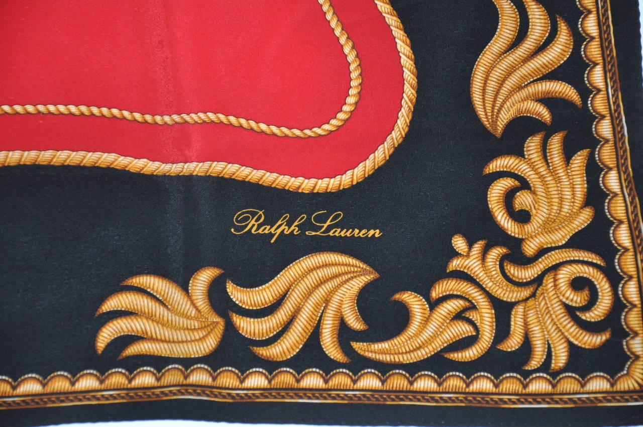 Ralph Lauren signature silk scarf is finished with hand-rolled edges. This wonderful scarf measures 34