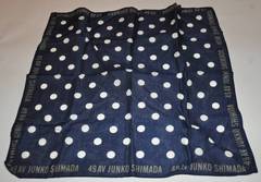 Junko Shimado Dark Navy with White Polka Dot Switerland Cotton Handkerchief