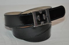 Vintage Escada Signature EE Silver Hardware with Black Patent Belt