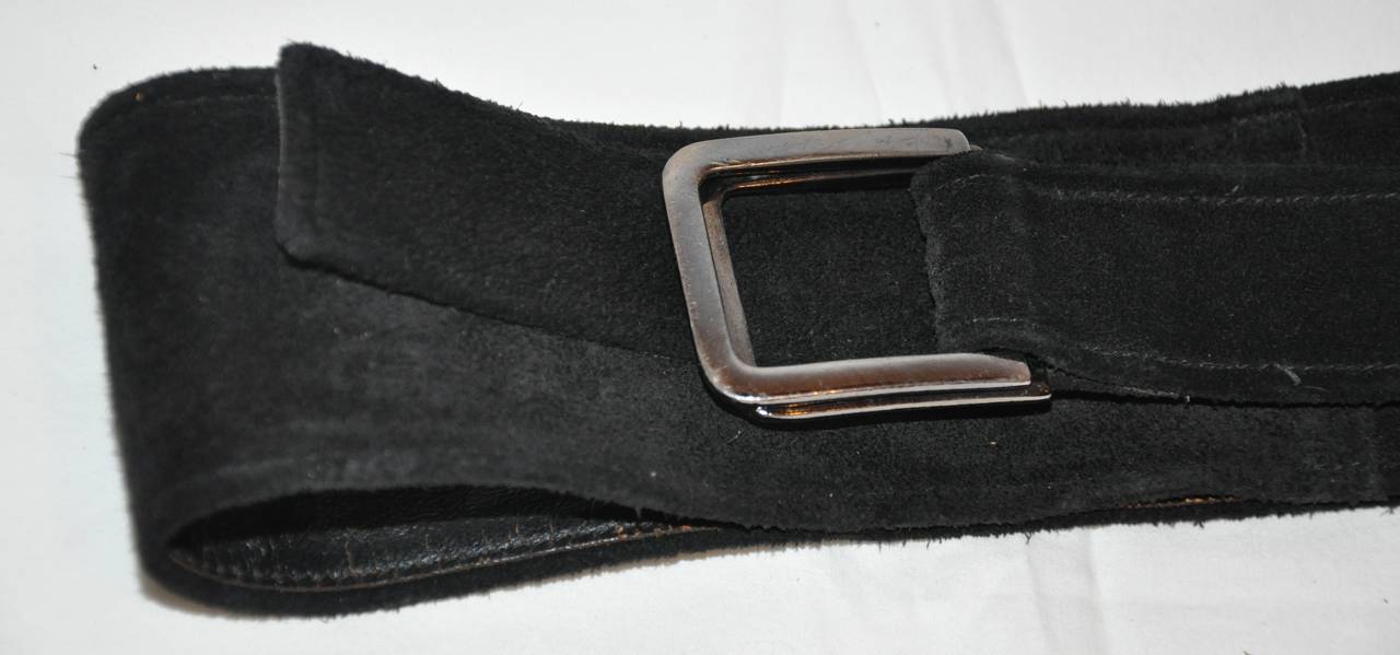 Yves Saint Laurent Double-Layer Black Suede Wrap Belt In Good Condition For Sale In New York, NY