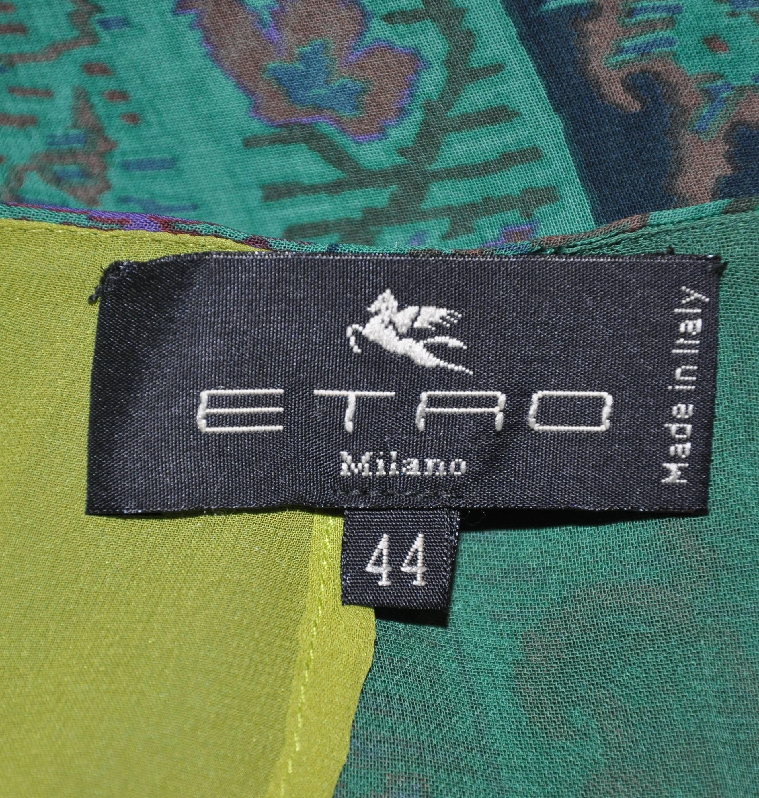 Etro - Jupe longue Palsey multi-vert Bon état - En vente à New York, NY