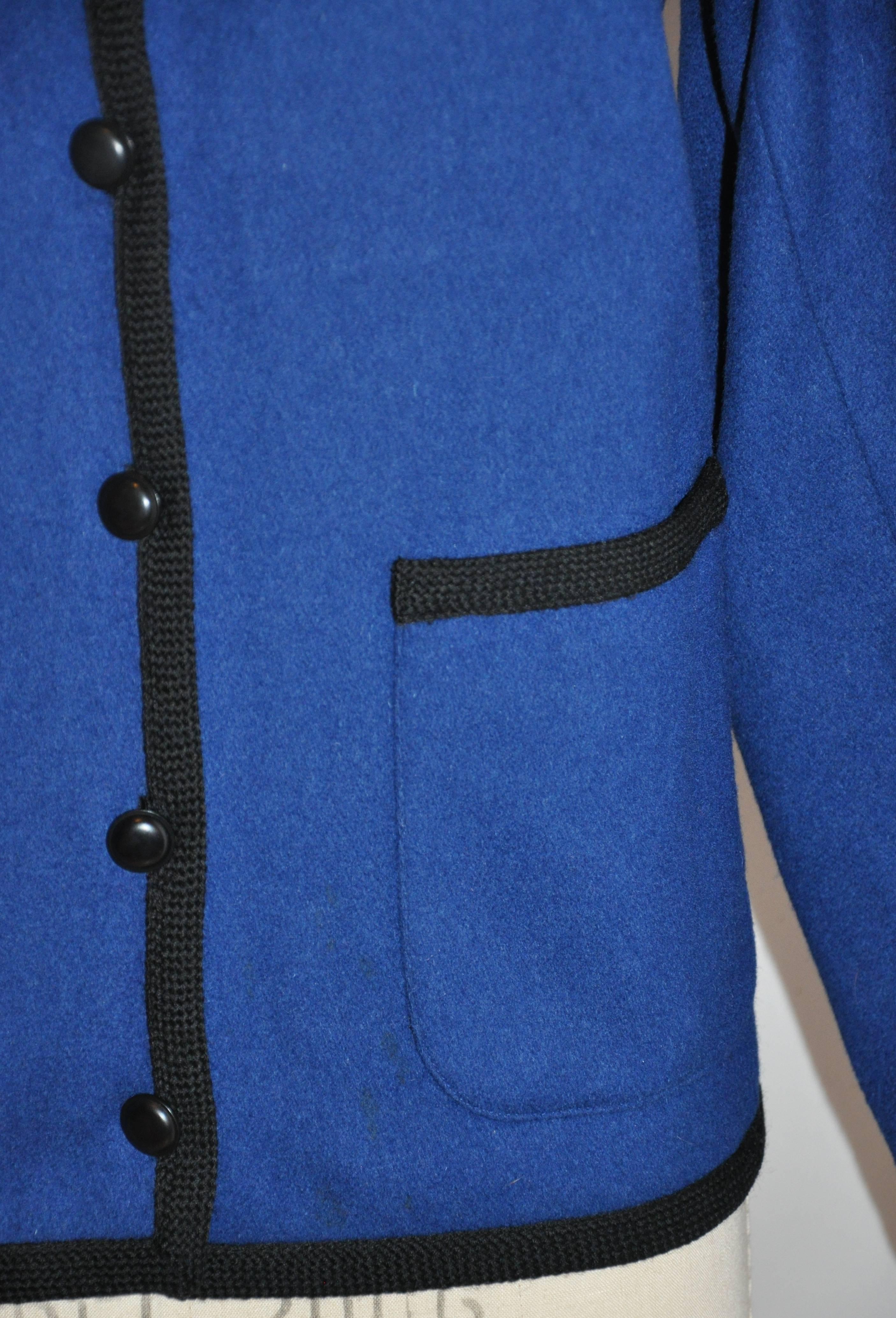 Yves Saint Laurent Iconic „Russian Collection“ gebürstete Jacke in Marineblau im Zustand „Gut“ im Angebot in New York, NY