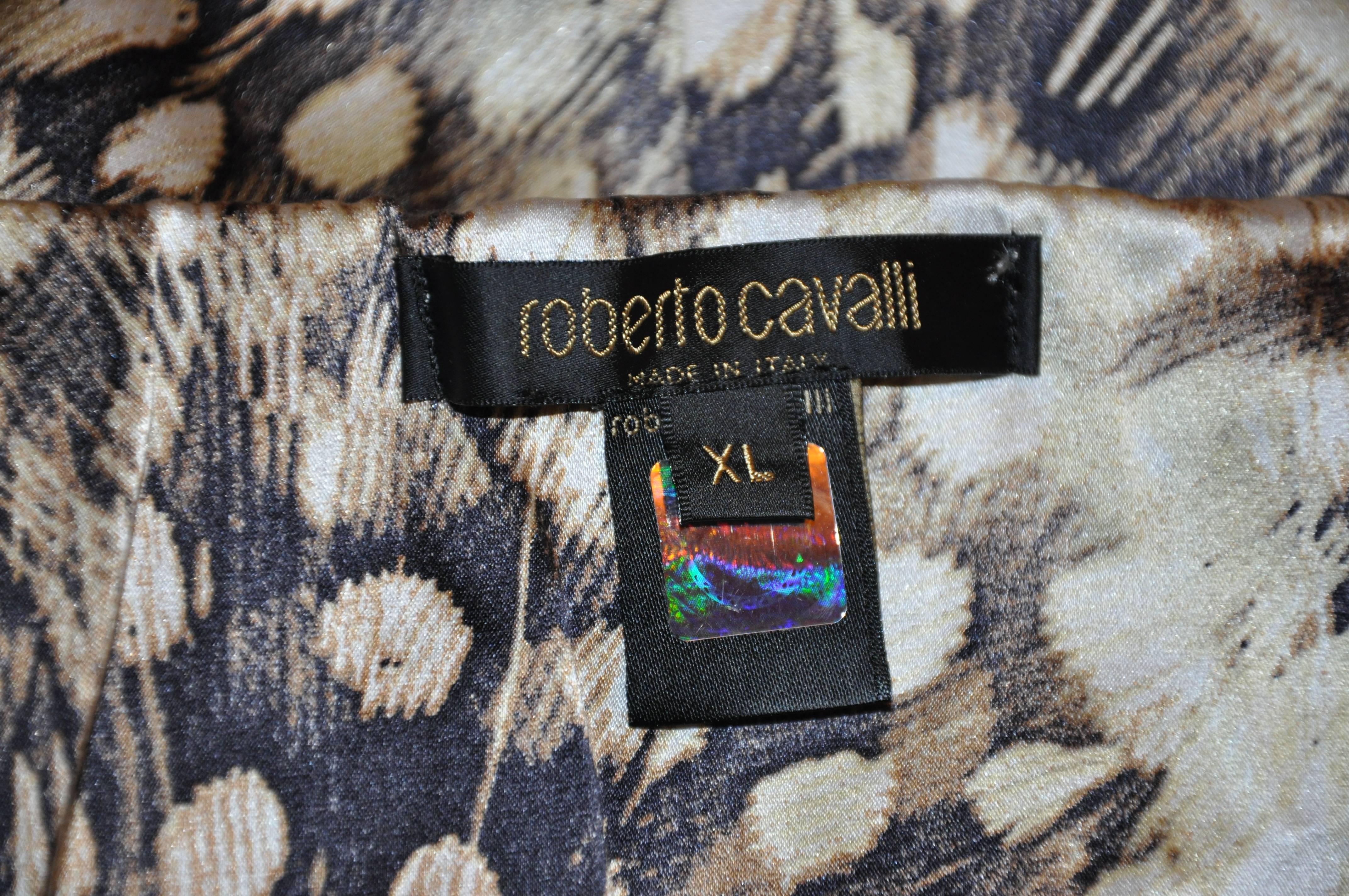 Roberto Cavalli Multi-Print Form-Fitting Silk Top In Good Condition For Sale In New York, NY