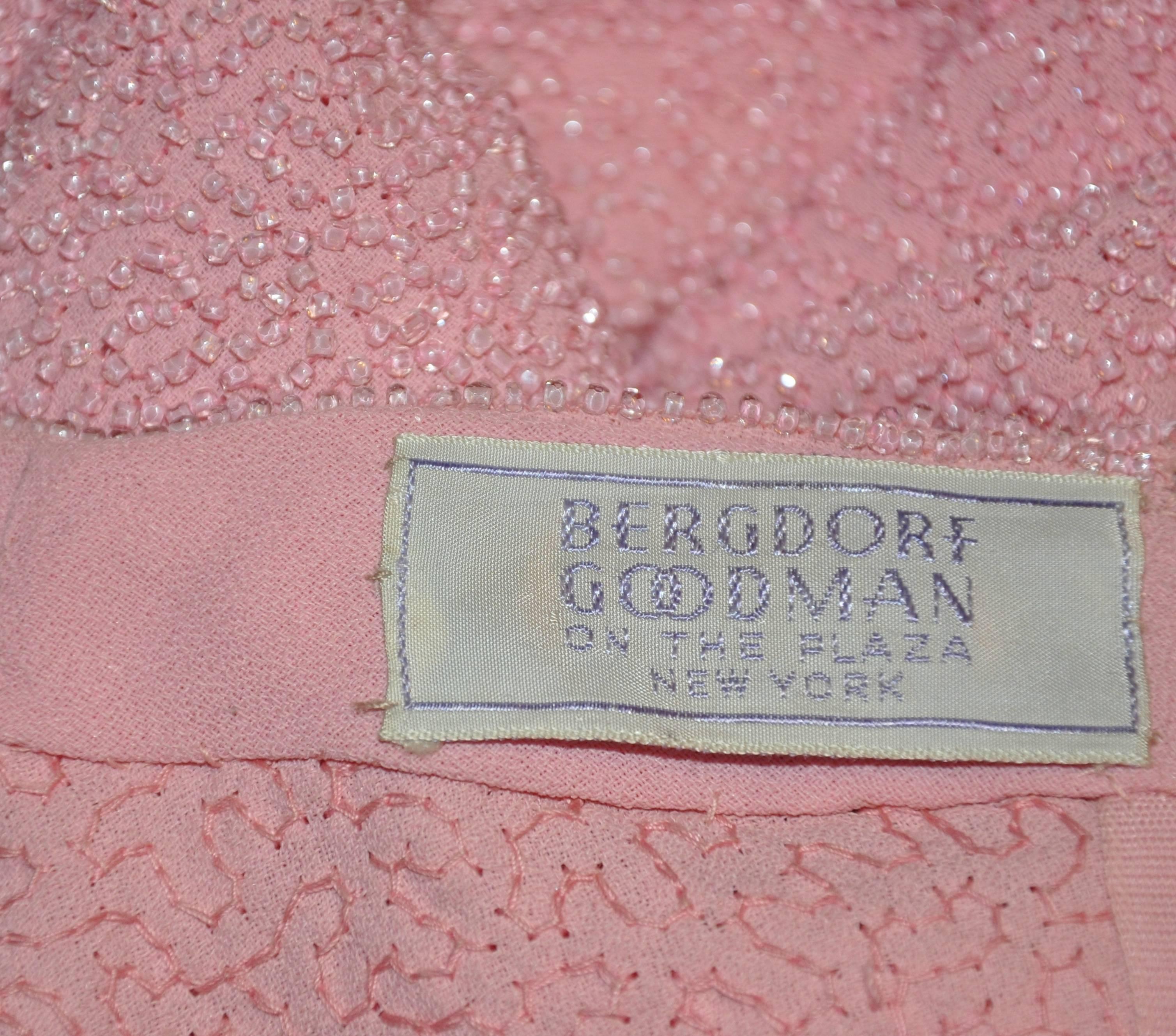 Women's Bergdorf Goodman Deep Pink Silk Crepe with Micro Seed Form-Fitting Gown