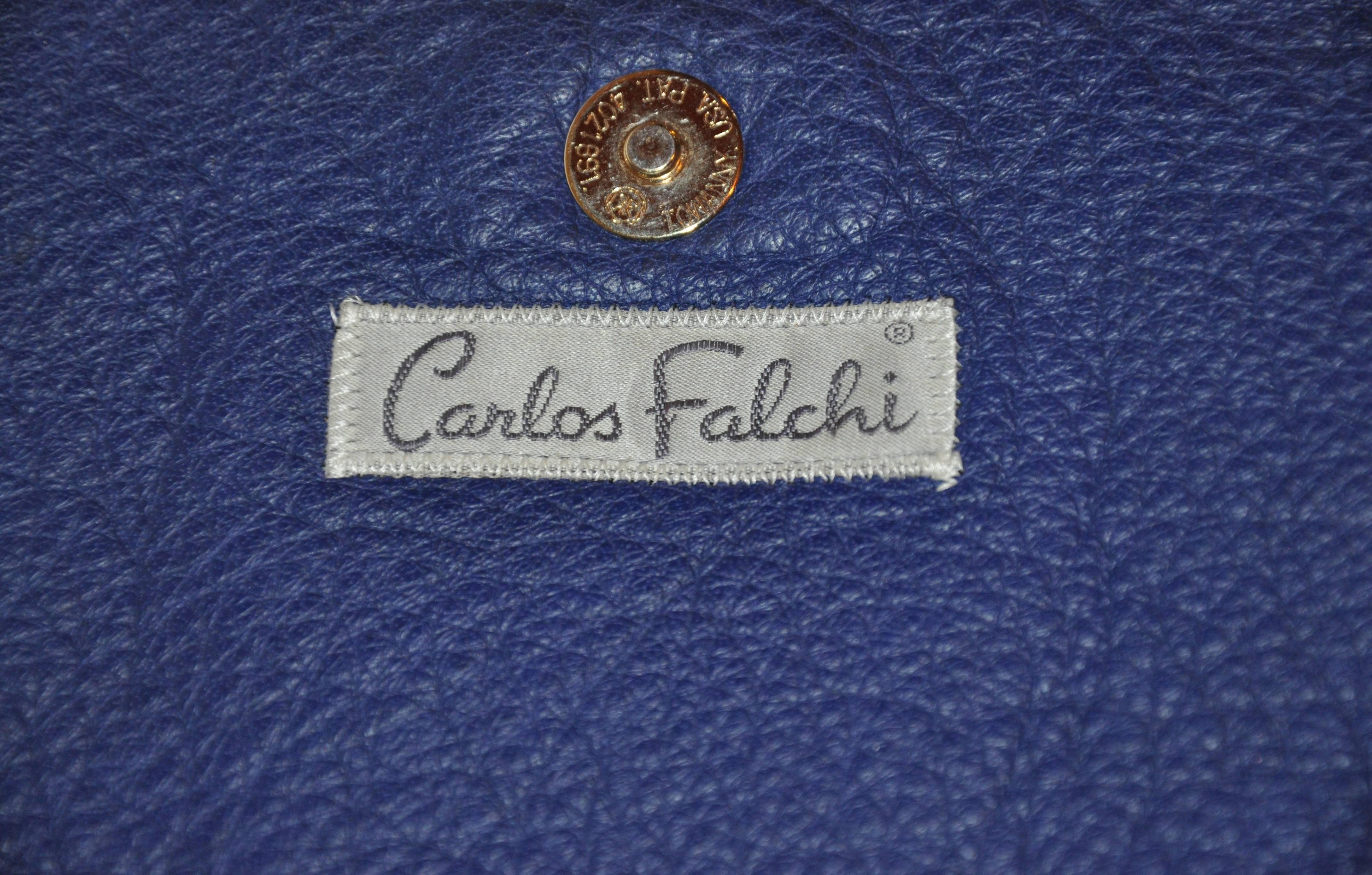 Gris Carlos Falchi - Grand sac à bandoulière et pochette multicolore en cuir multicolore, rare en vente