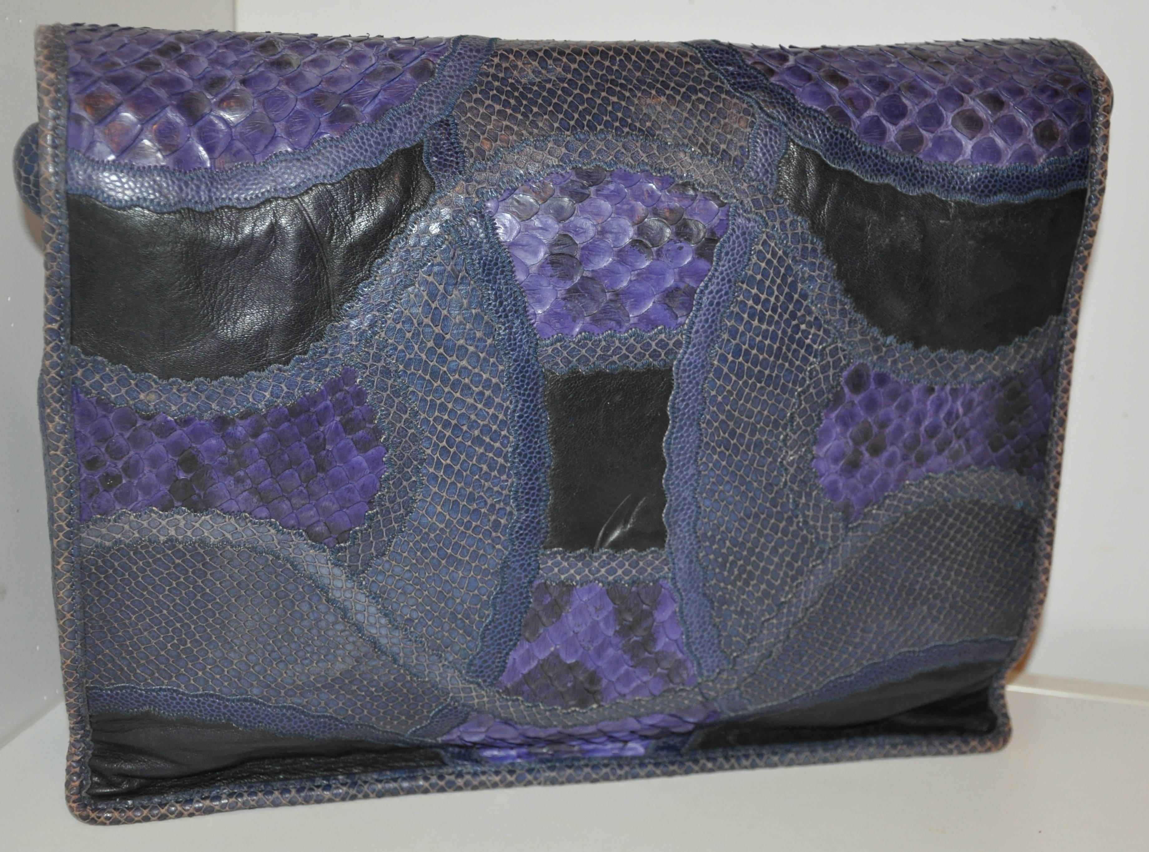 Rare Carlos Falchi Multi-Skins Multi-Color Large Shoulder Bag & Clutch For Sale 1