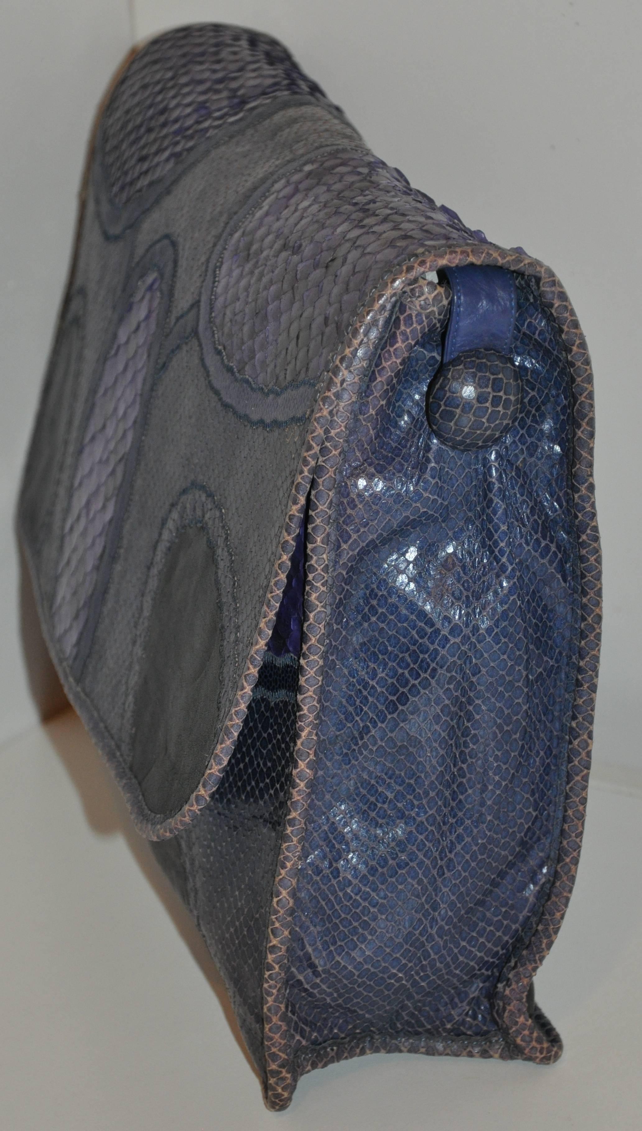 Women's or Men's Rare Carlos Falchi Multi-Skins Multi-Color Large Shoulder Bag & Clutch For Sale