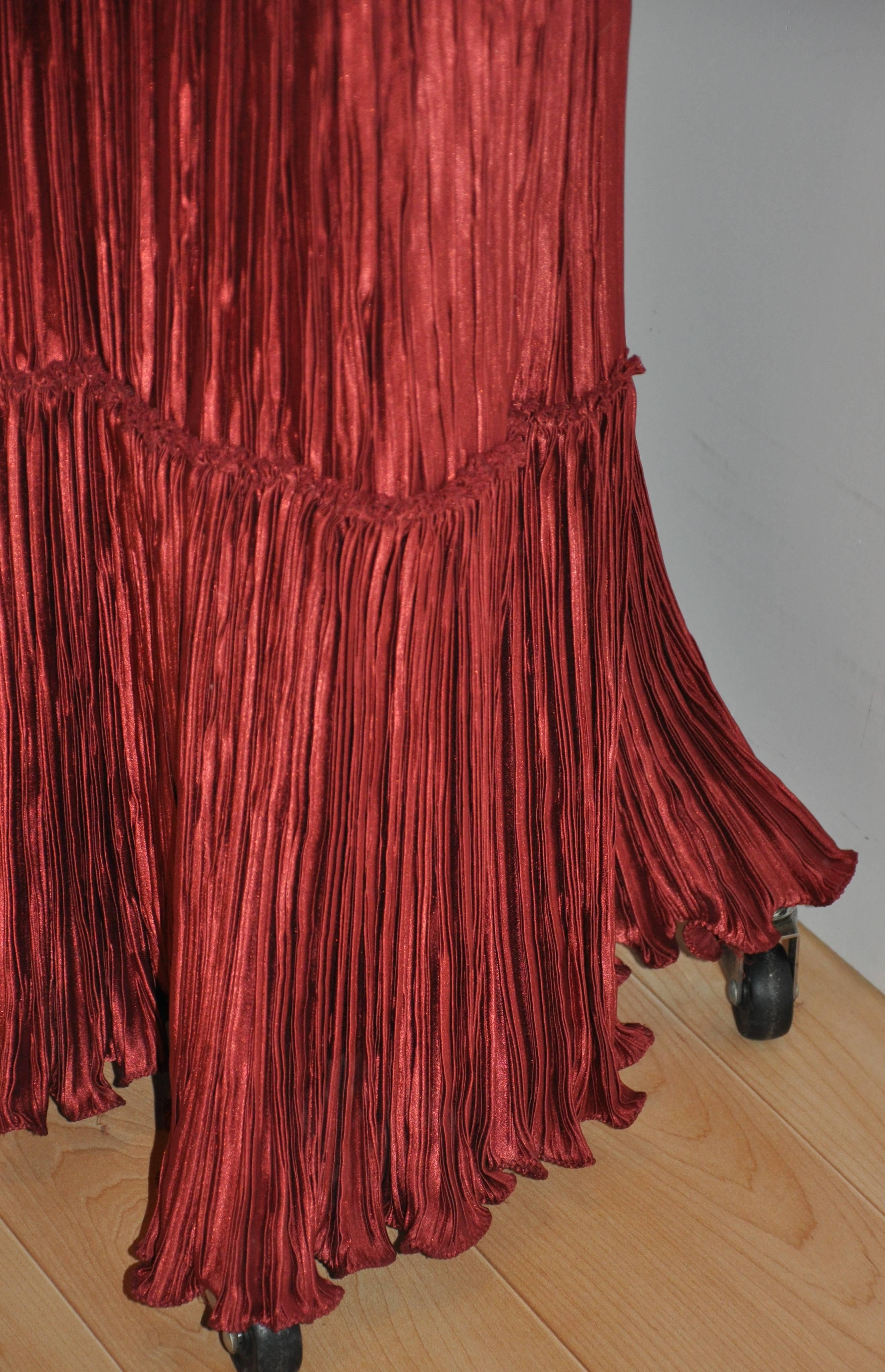 burgundy pleated dress