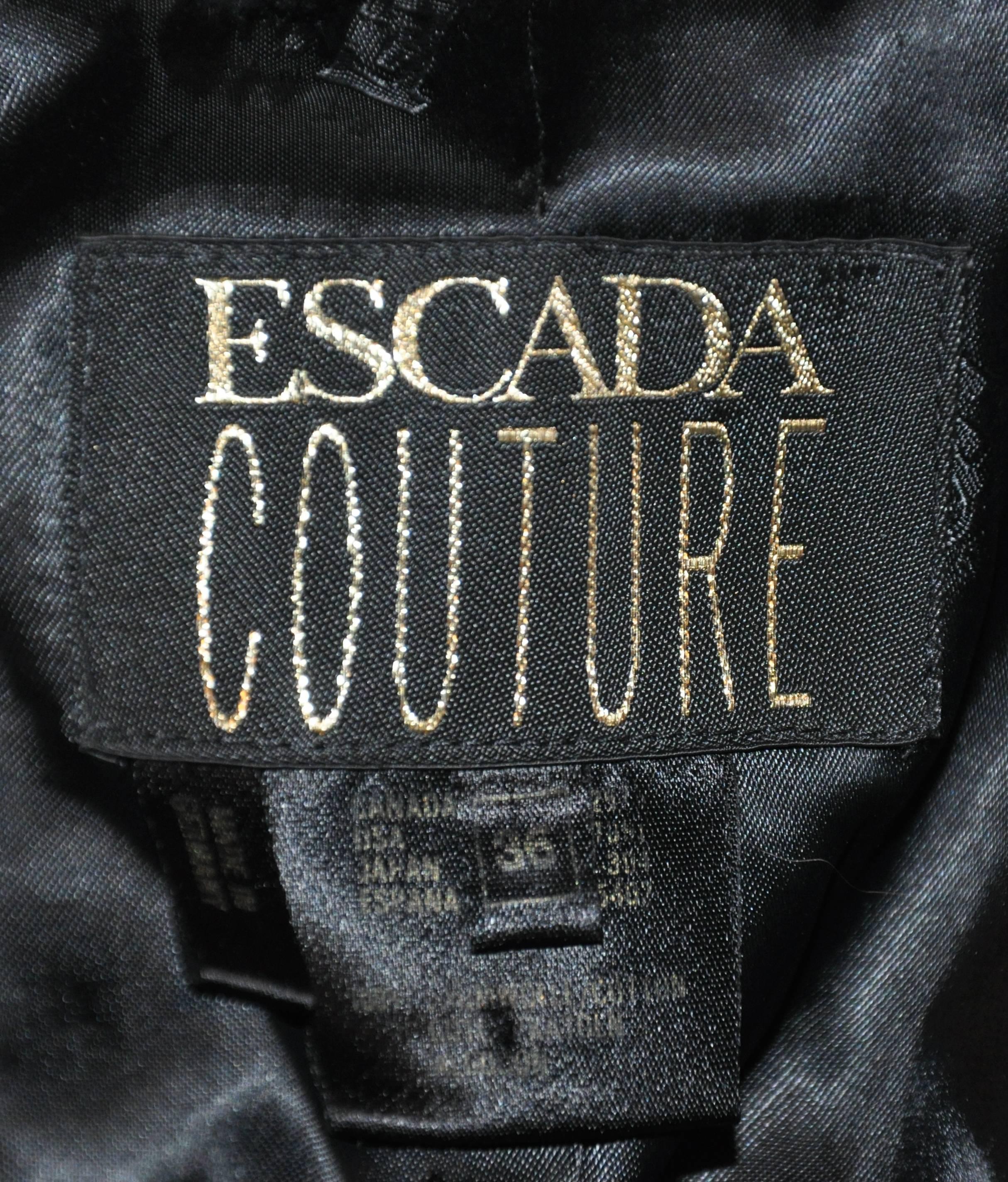 Women's Escada 'Couture' Black Velvet with Detailed Embellished Sleeves Blazer For Sale