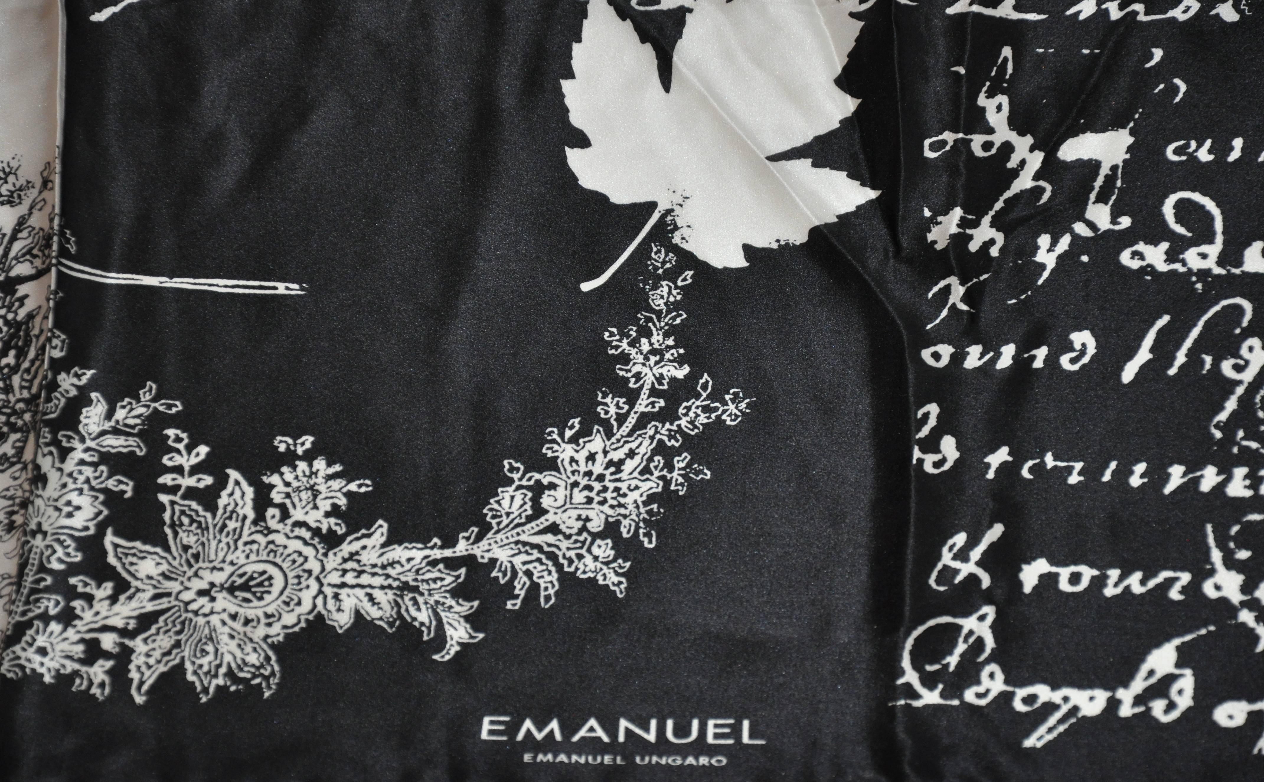 Emanuel Ungaro Black & White silk scarf of writings 2