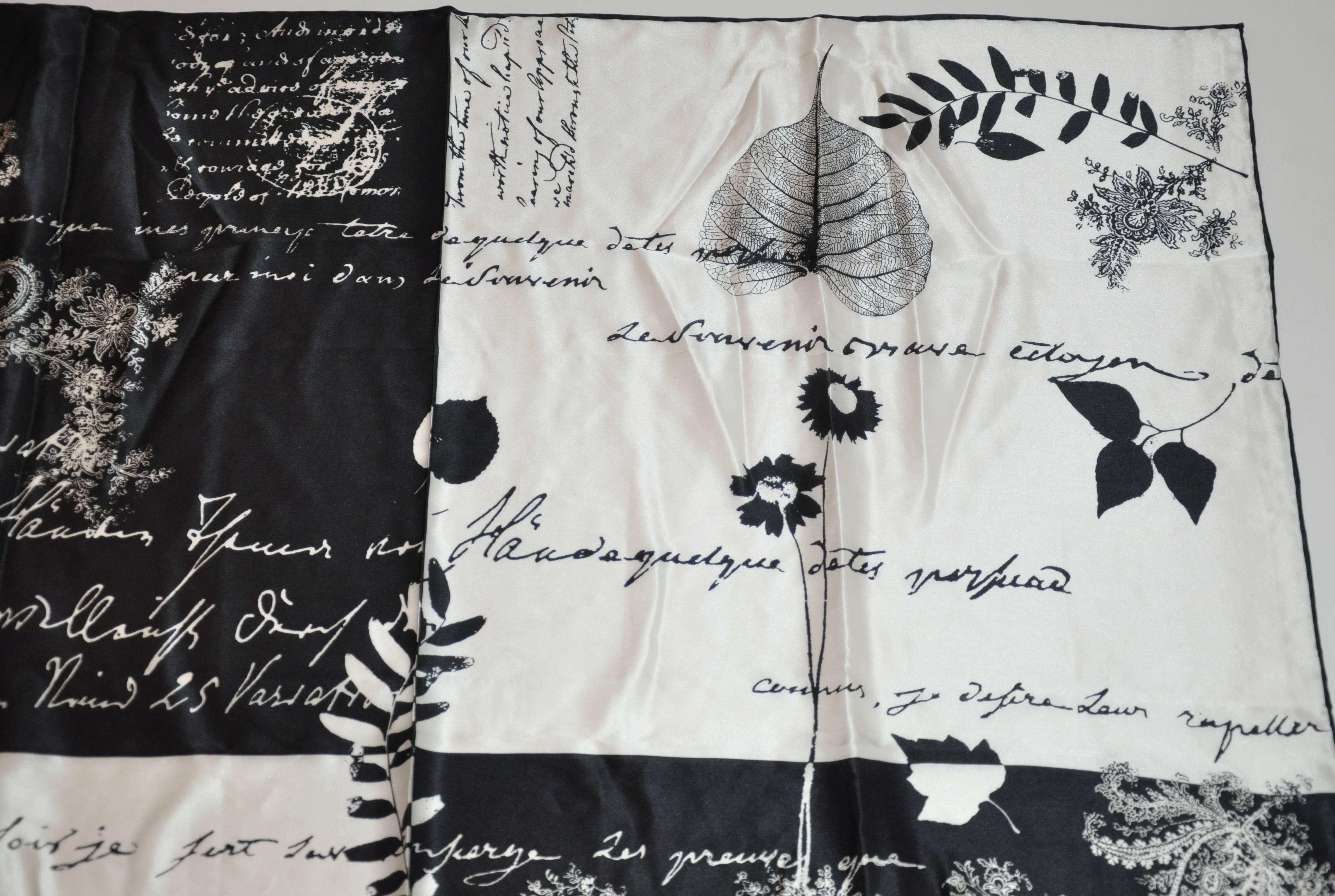 Emanuel Ungaro Black & White silk scarf of writings 1