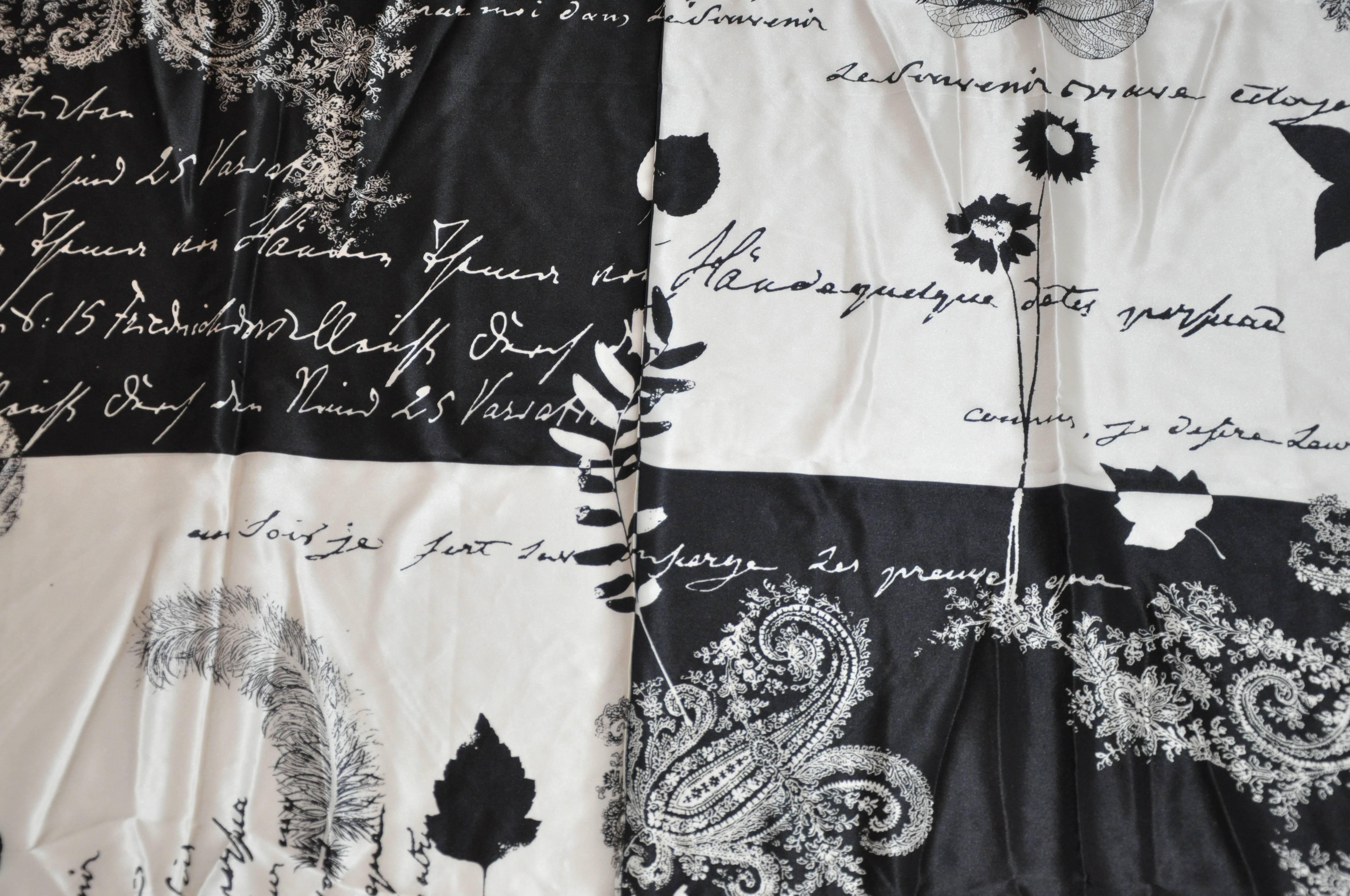 Women's Emanuel Ungaro Black & White silk scarf of writings