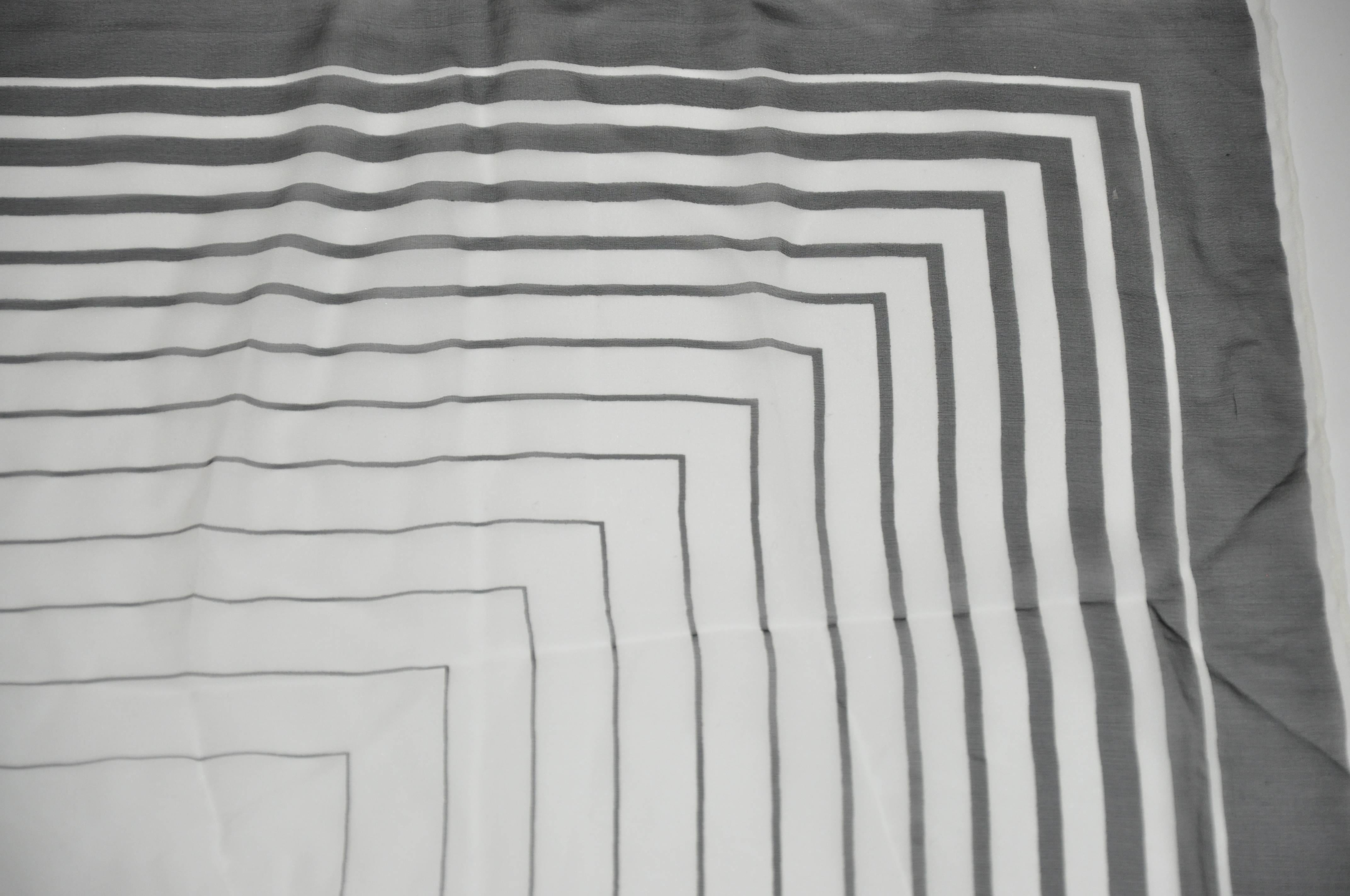 Emanuel Ungaro Black & White Silk Chiffon Abstract Scarf  In New Condition For Sale In New York, NY