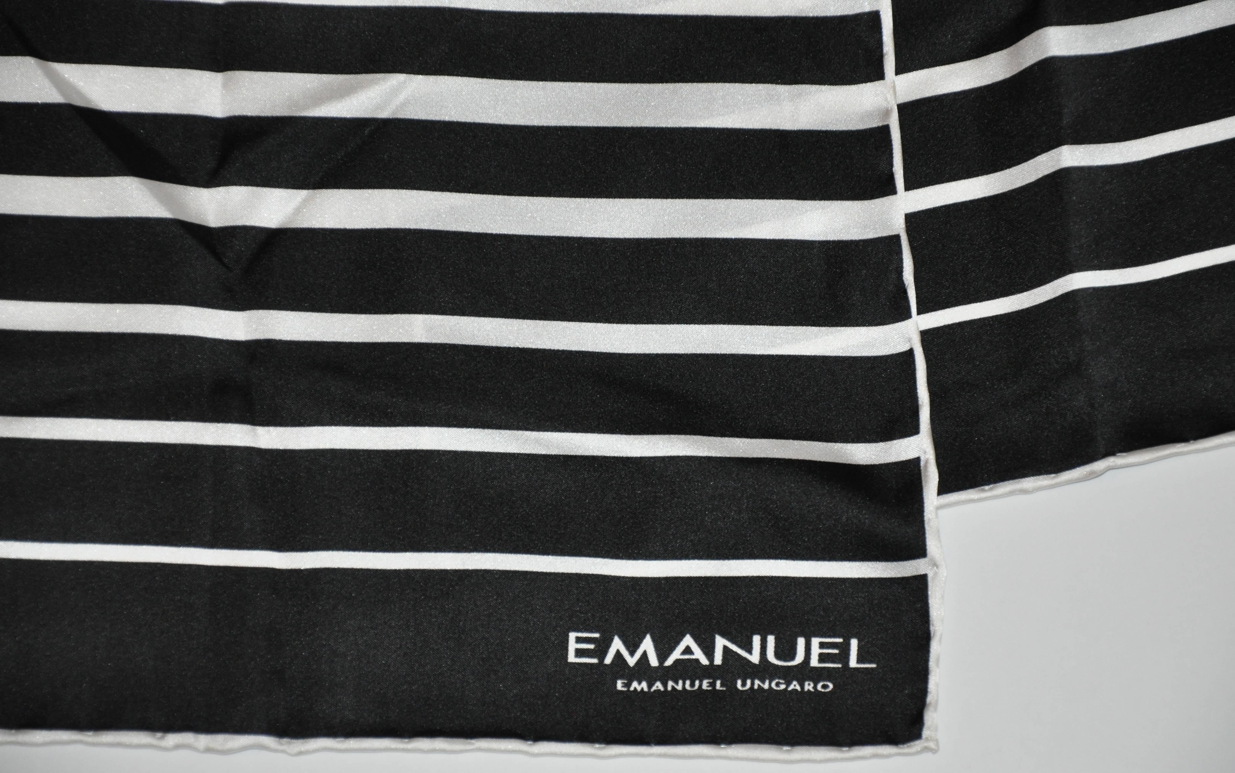         Emanuel Ungaro wonderfully elegant black & white silk rectangle scarf measures 12 1/2