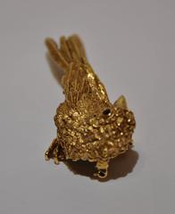 Huge Detailed Gilded Gold Tone "Birdie" Brooch by E. Pearl
