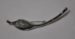 Gilded Silver Tone Floral Brooch Accented with Rhinestones