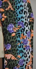 Gianni Versace Bold Multi-Color Leopard with Floral Print Stretch Jeans