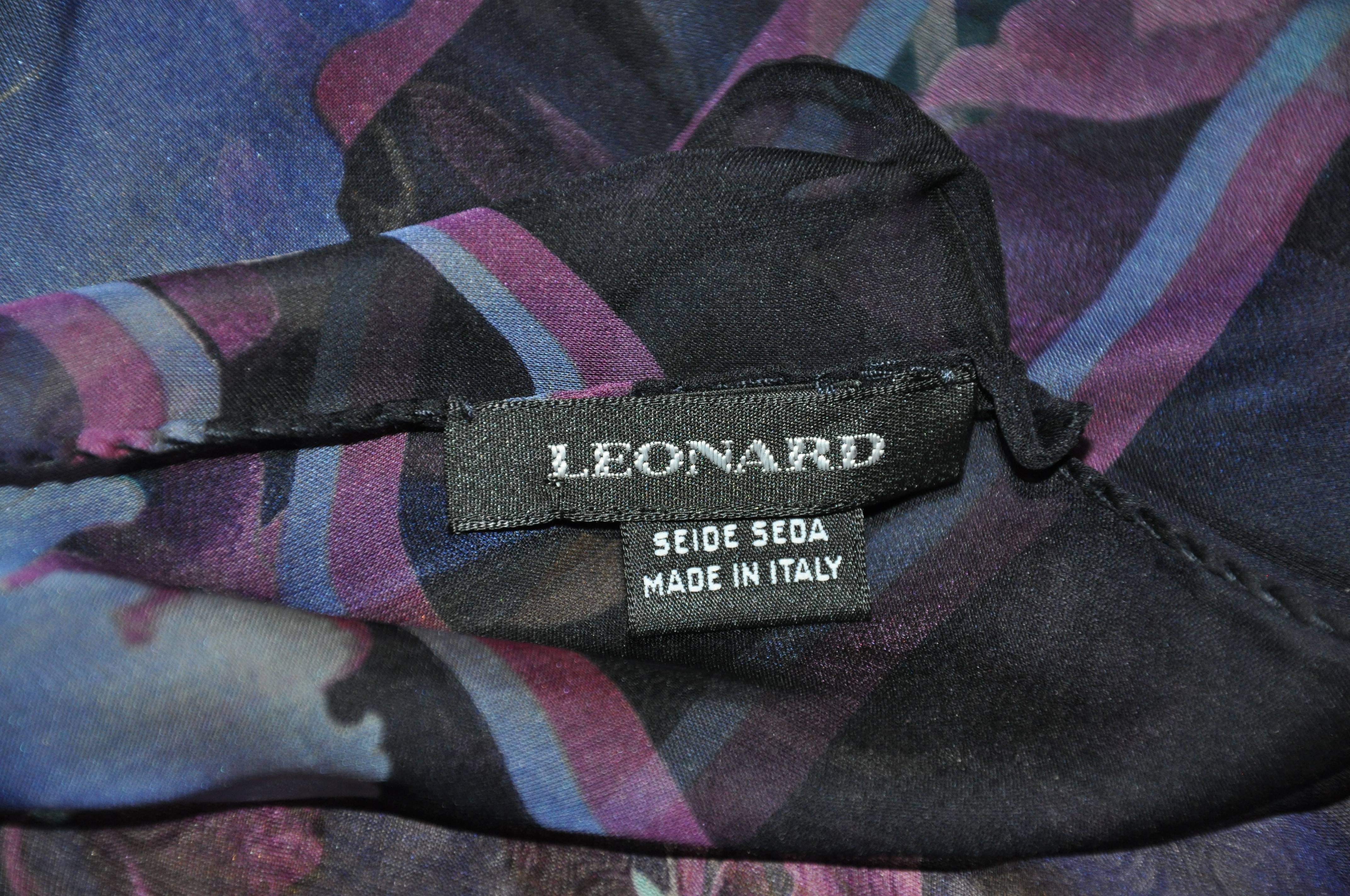 Black Leonard Huge Rectangle Multi-Floral Silk Chiffon Scarf For Sale