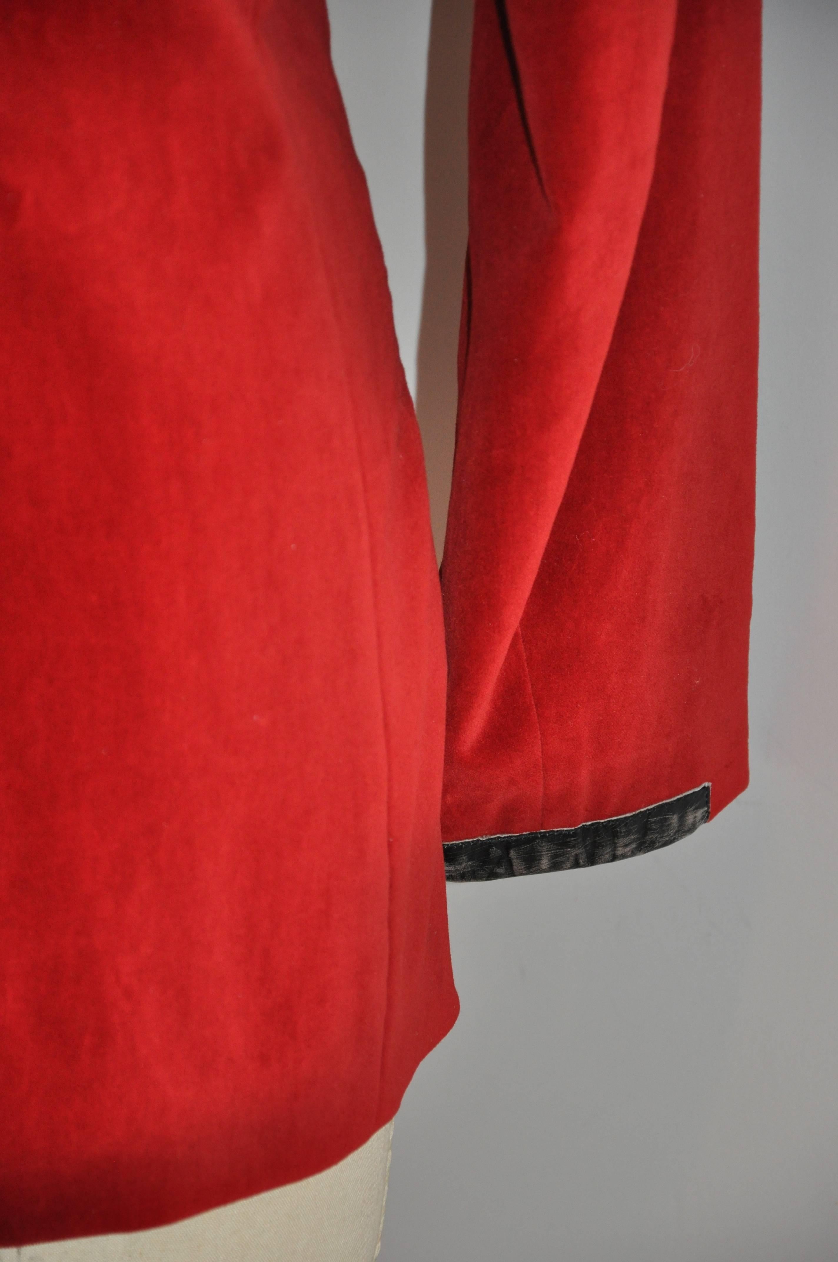 Women's Jean Paul Gaultier Crimson Red Brushed Velvet Jacket For Sale