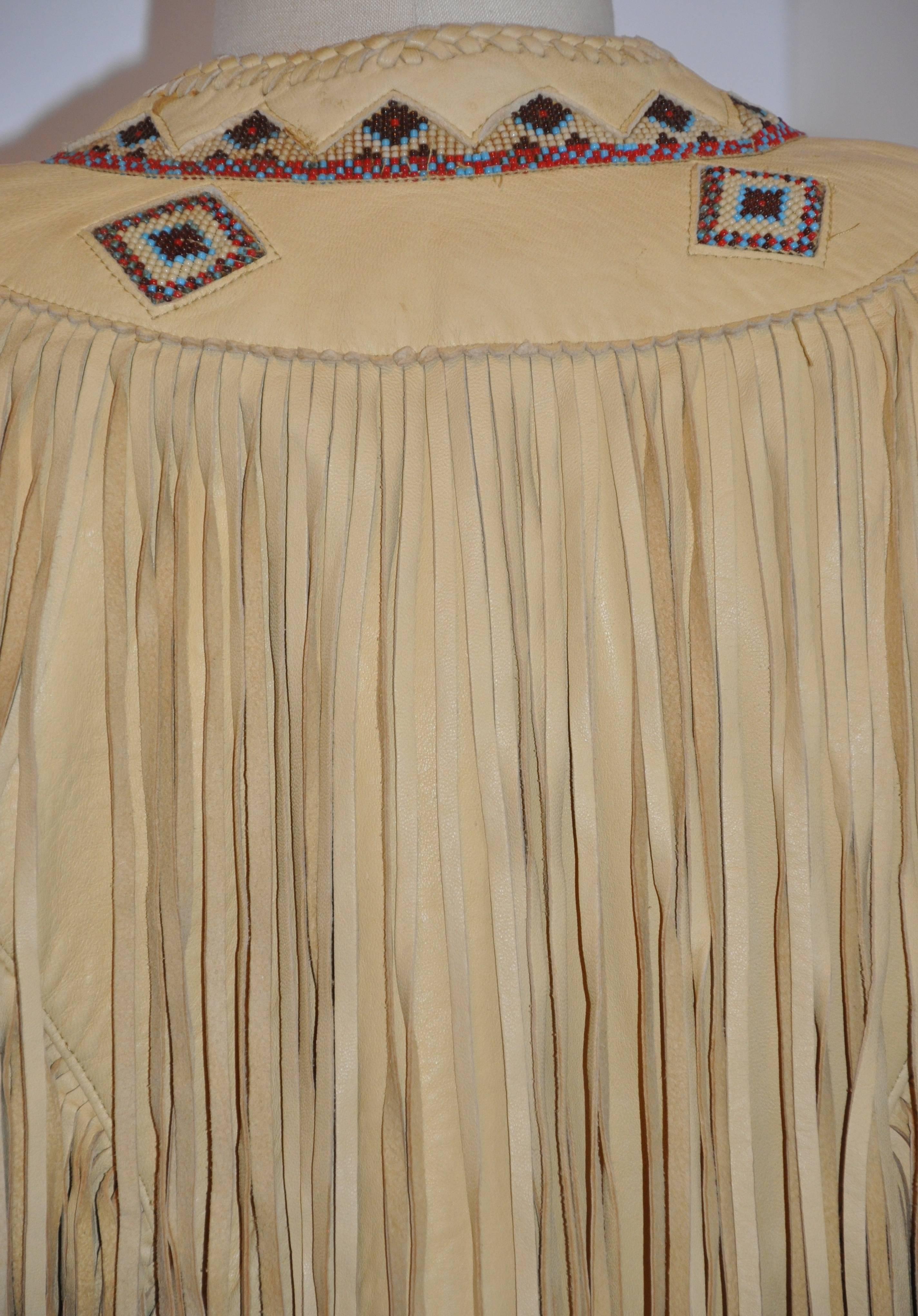 West of Santa Fe Chamois Lambskin Hand-Made Fringe Jacket In Good Condition In New York, NY