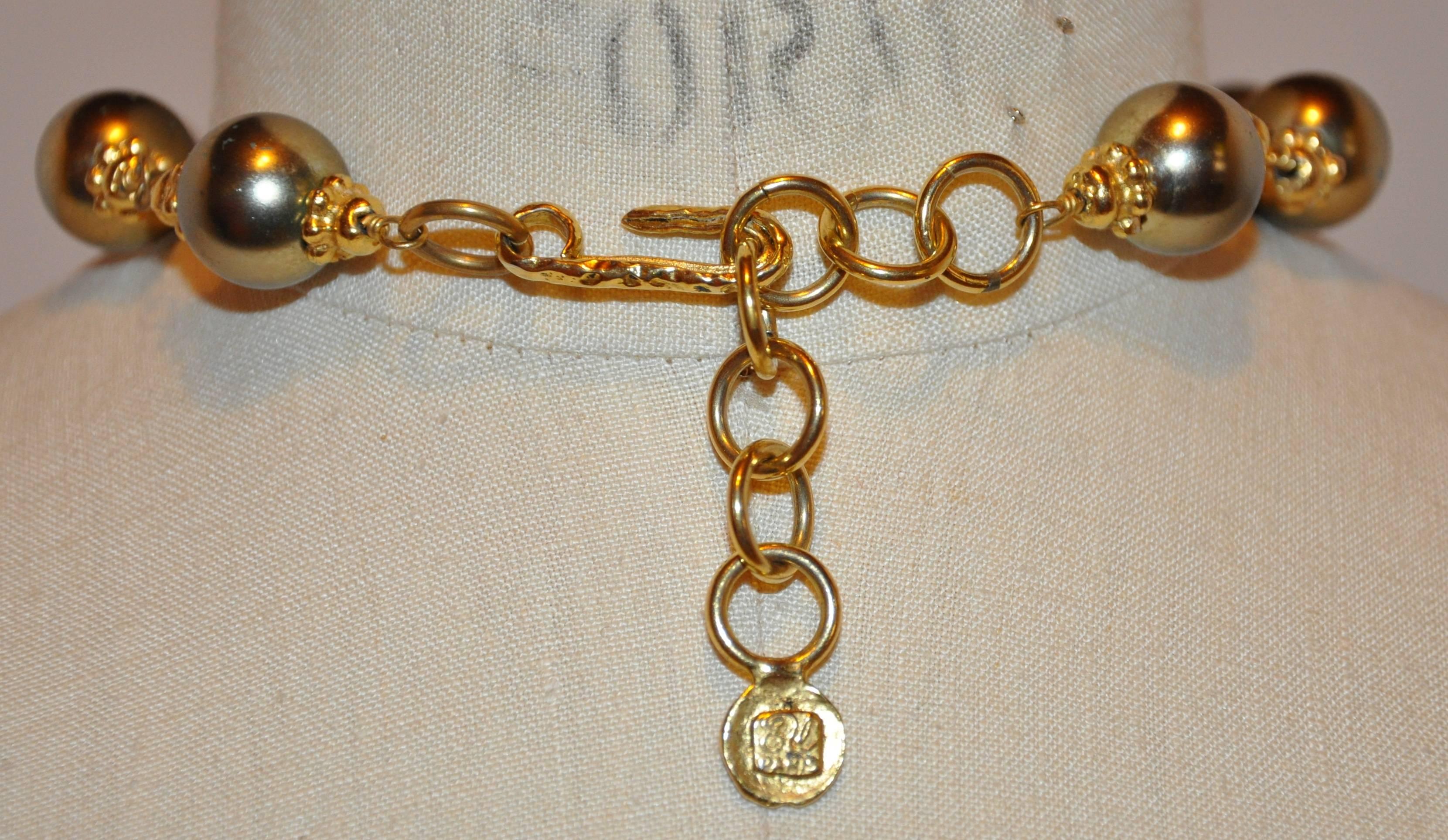 Women's or Men's Emanuel Ungaro Impressive Multi-Color Pour Glass & Gilded Gold Necklace   For Sale