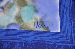 Vera Multi-Hues with Navy & Blue Border "Country Scenes" Silk Scarf