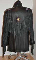 Michael Alle Men's Black Chamois Lambskin Hand-Made Western Fringe Jacket