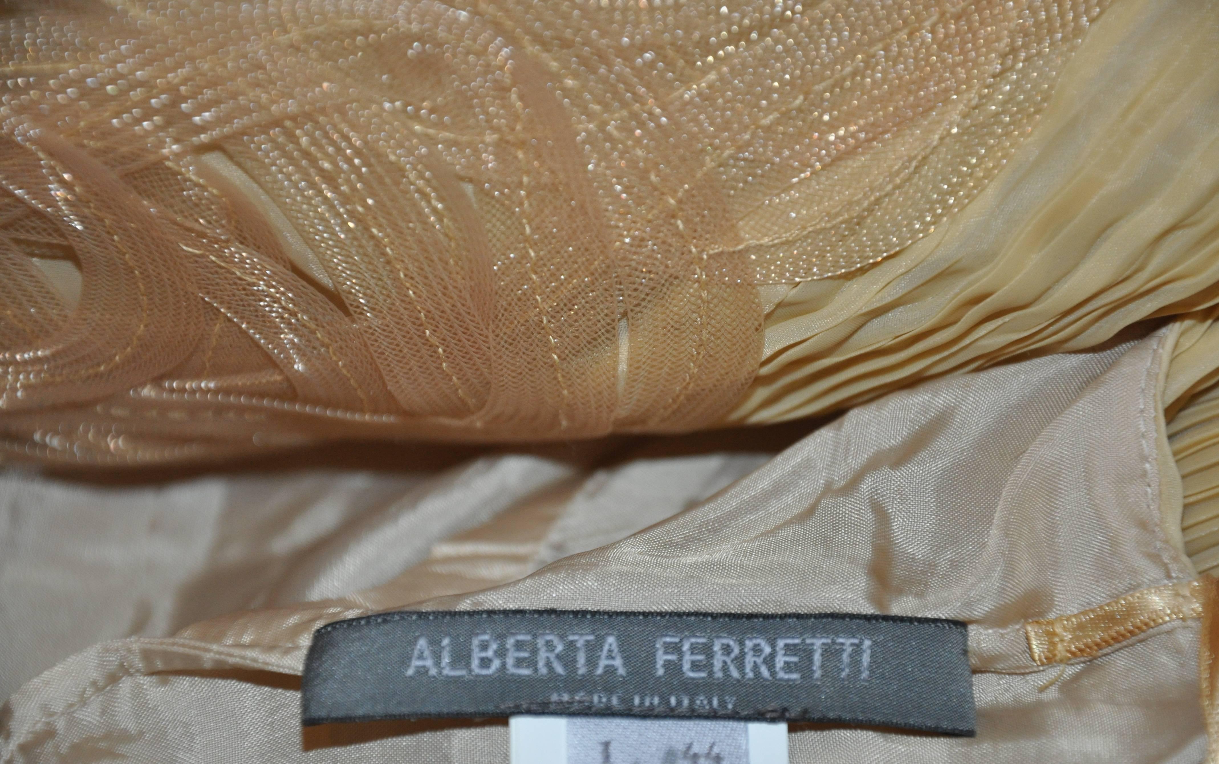 Marron Alberta Ferretti - Robe sans manches « Ribbon » crème et brun clair en vente
